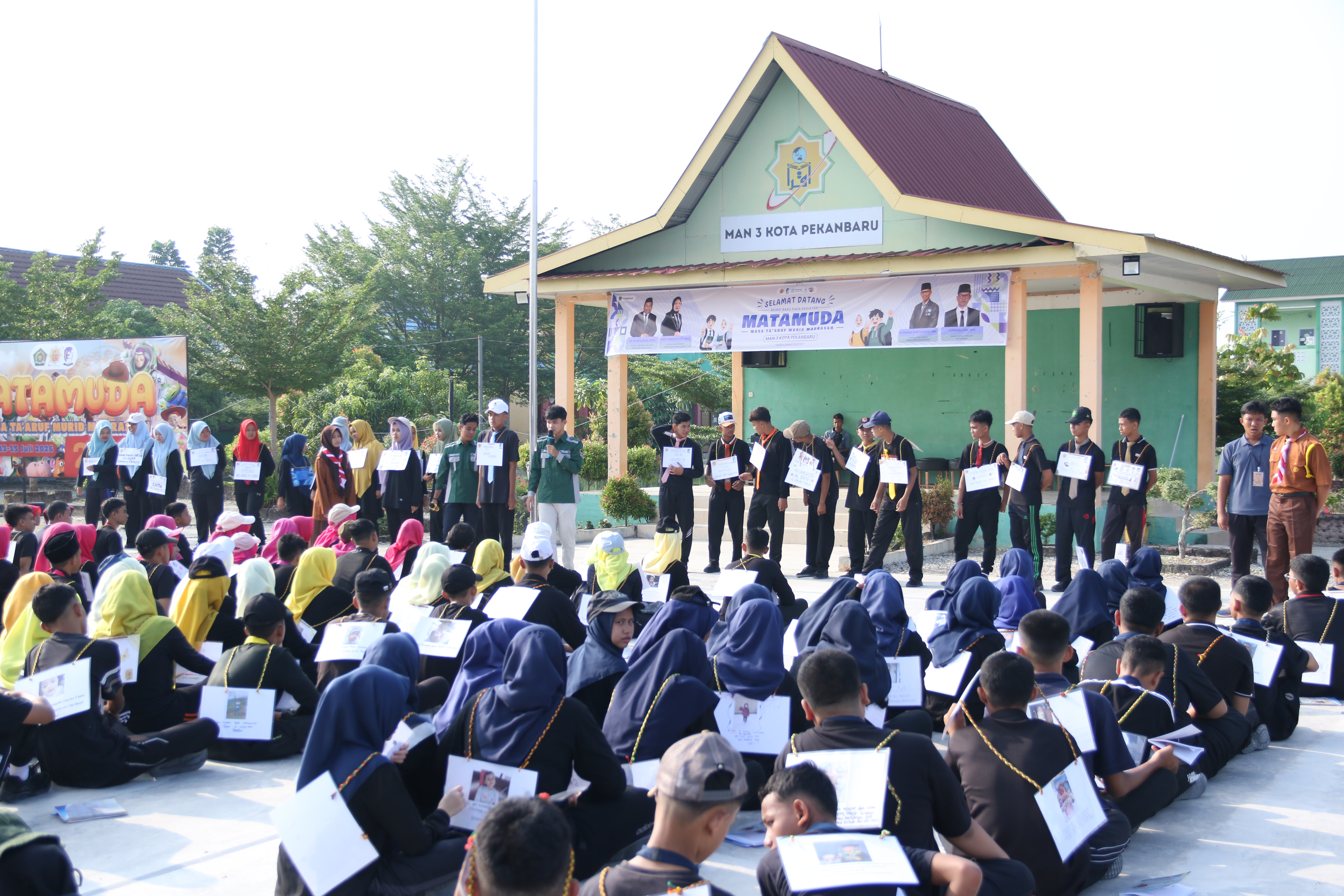 Gerak Kompak, Bangun Karakter : PBB Perkuat Disiplin Murid Baru MAN 3 Kota Pekanbaru